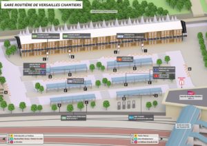 Plan des quais de la grare routière Versailles Chantiers